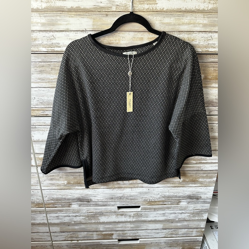 🖤 NWT Max Studio London Textured Knit Top XS Black & White MSRP $128